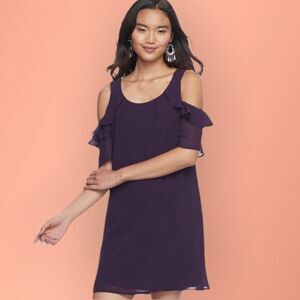 Speechless Purple Ruffle Sleeve Elegant Shift Dress Size XS New
